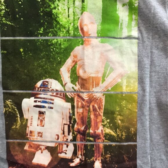 Men’s grey Star Wars r2 d2 c3PO gray block print t shirt M - Picture 3 of 3